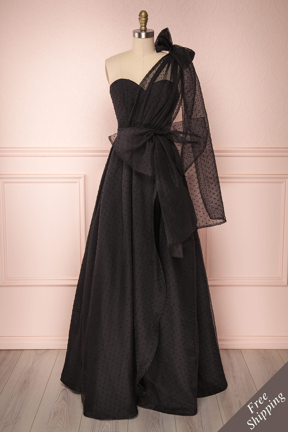 Shanley Black Voluminous A-Line Bustier Maxi Dress | Boutique 1861