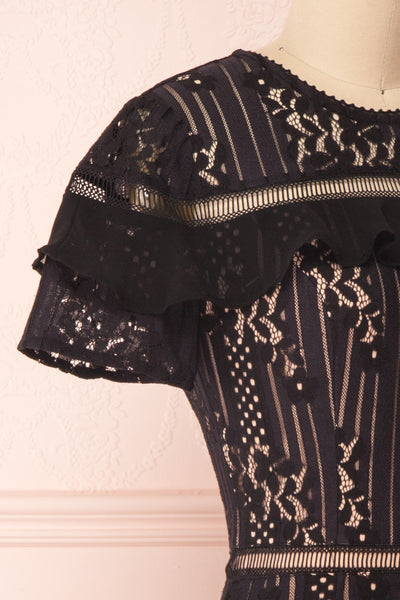 Shara Noir Black Lace Cocktail Dress | Boutique 1861 side close up