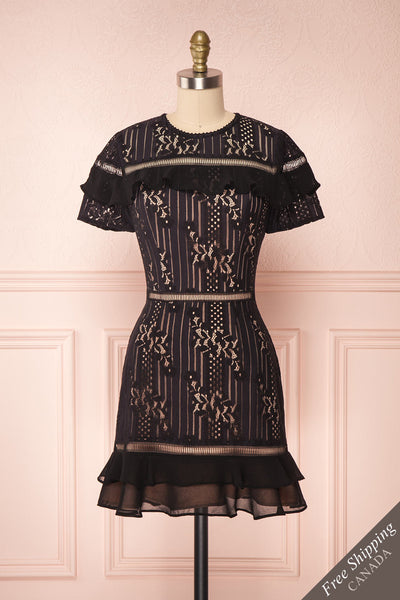 Shara Noir Black Lace Cocktail Dress | Boutique 1861 front view