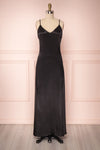 Sharbel Onyx Black Maxi Slip Dress with Ruffles | Boutique 1861
