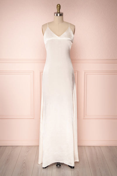 Sharbel Opal | Cream Satin Slip Dress