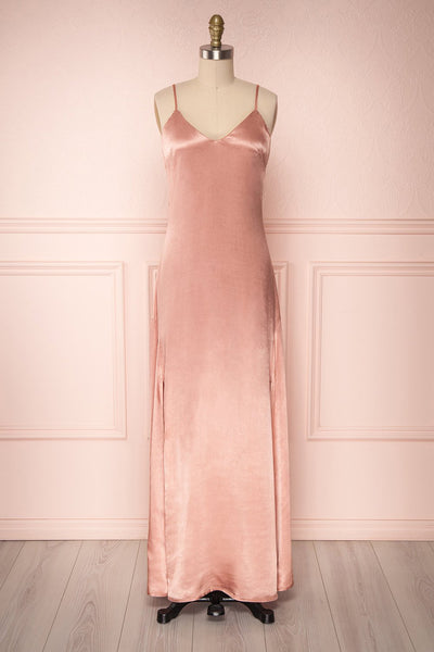 Sharbel Quartz Pink Maxi Slip Dress with Ruffles | Boutique 1861