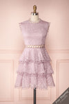 Sharna Lilac Purple Embroidered Ruffled Cocktail Dress | Boutique 1861