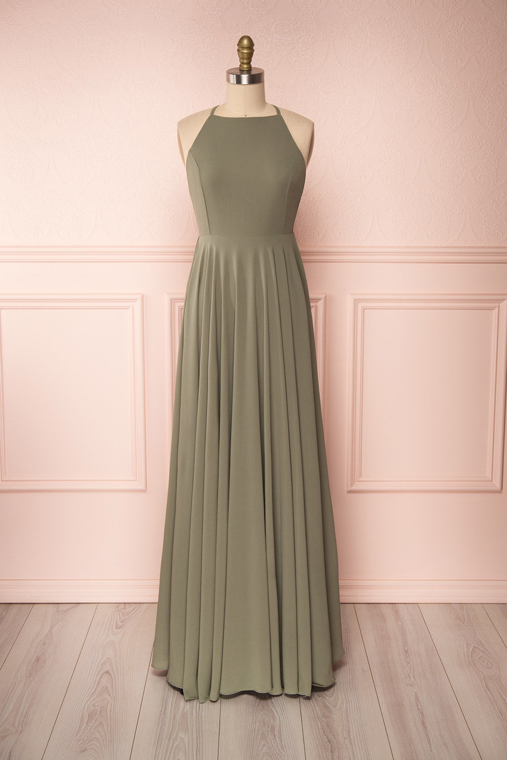 Anaick Green Lace A-Line Maxi Gown