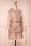 Shigeo Light Pink Polka Dot Dress w/ Ruffles side view | Boutique 1861