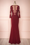 Shimi Burgundy Floral Embroidered Mermaid Gown back view | Boudoir 1861