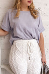 Eftang Lavender Rolled Sleeves T-Shirt | La petite garçonne on model