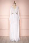 Shobara White Chiffon A-Line Maxi Dress | Boudoir 1861 front view