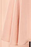 Shonda Blush Satin Dress with Ruffle Neckline | Boutique 1861