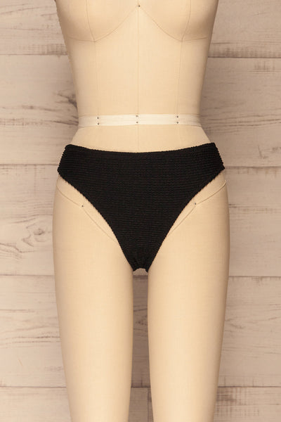 Sibay Black Textured Bikini Bottom | La petite garçonne front view