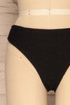 Sibay Black Textured Bikini Bottom | La petite garçonne front close-up