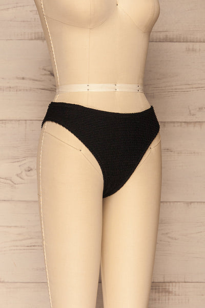 Sibay Black Textured Bikini Bottom | La petite garçonne side view