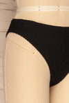 Sibay Black Textured Bikini Bottom | La petite garçonne side close-up