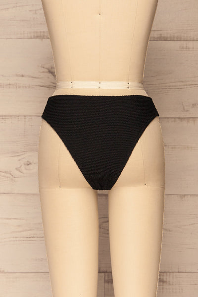 Sibay Black Textured Bikini Bottom | La petite garçonne back view