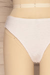 Sibay White Textured Bikini Bottom | La petite garçonne front close-up