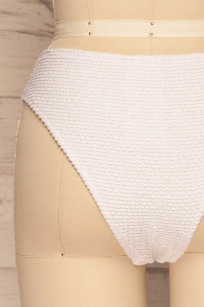 Sibay White Textured Bikini Bottom | La petite garçonne back close-up