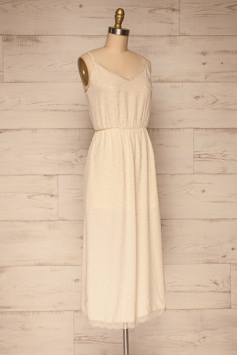 Sibiu Ivory Midi Dress w/ Thin Straps | La petite garçonne side view 