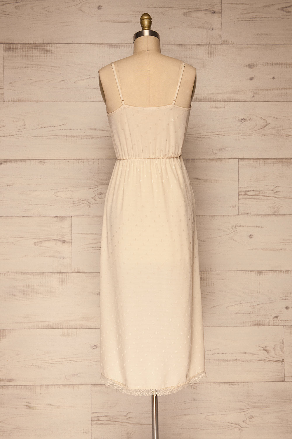 Sibiu Ivory Midi Dress w/ Thin Straps | La petite garçonne back view 