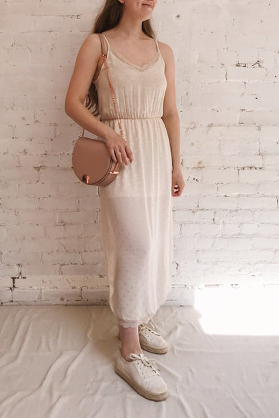 Sibiu Ivory Midi Dress w/ Thin Straps | La petite garçonne model look