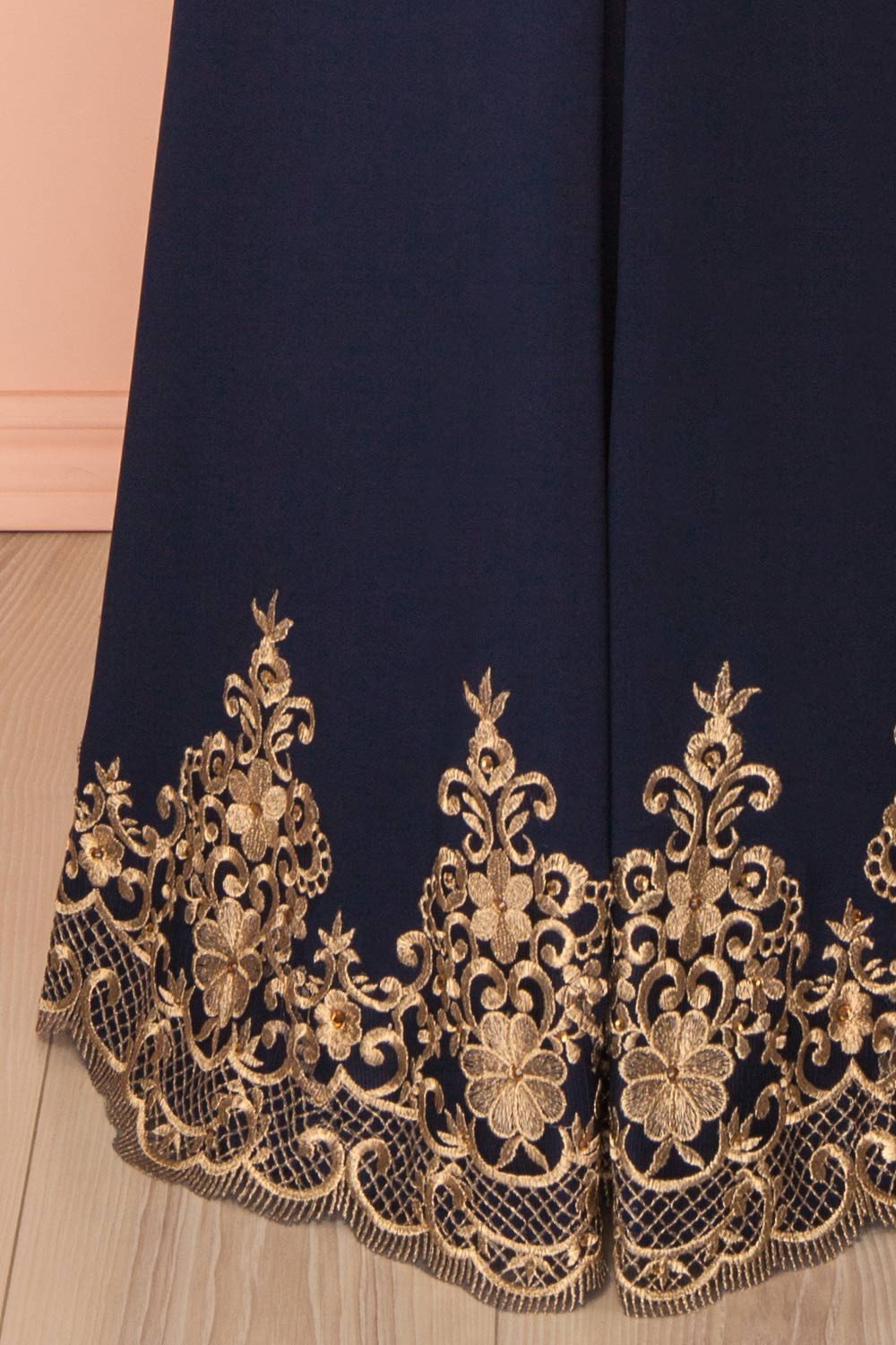 Sidorela Navy Blue Gown with Golden Embroideries | Boutique 1861