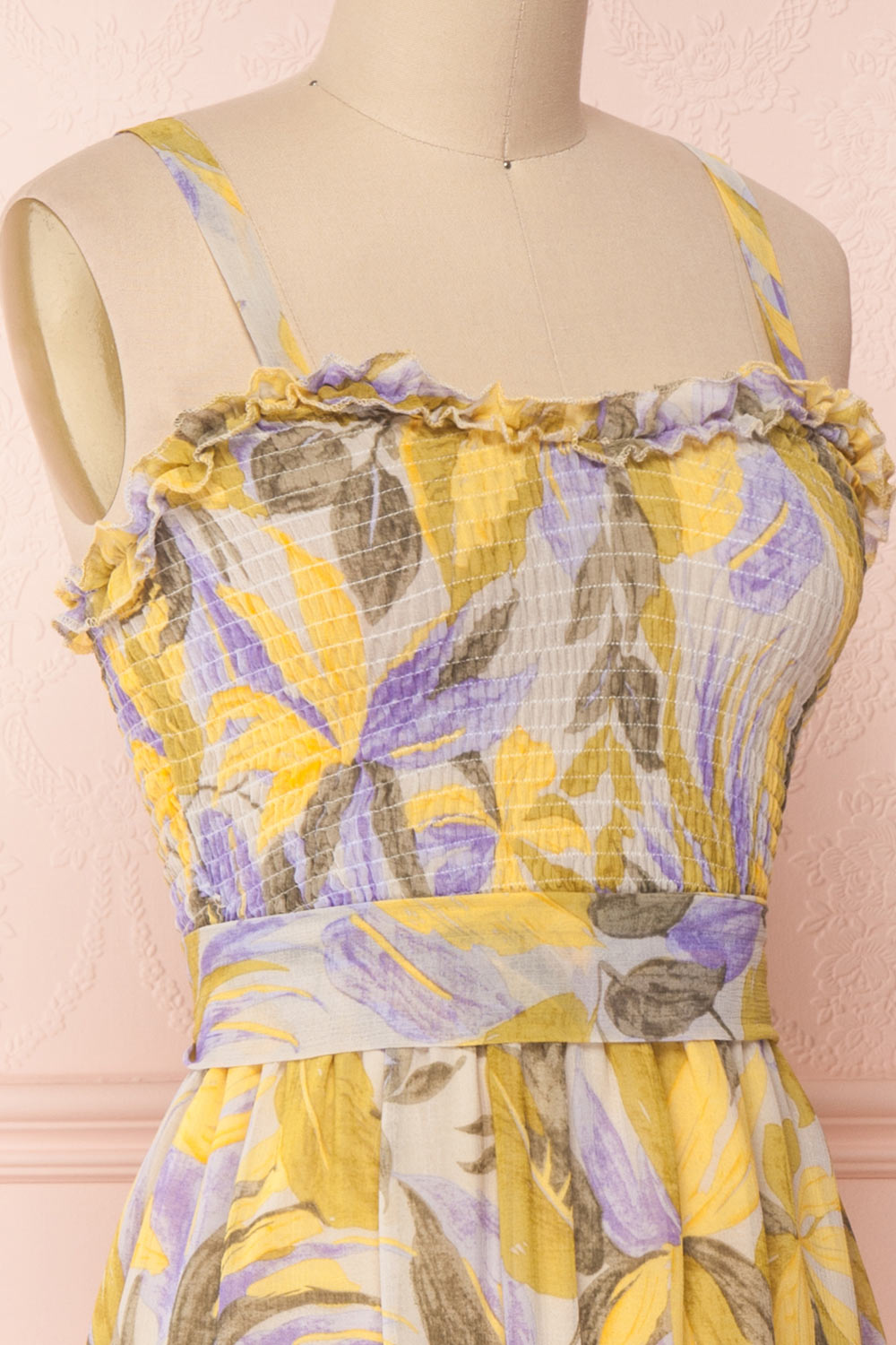 Sigfrid Yellow & Lilac Floral Midi Summer Dress | Boutique 1861