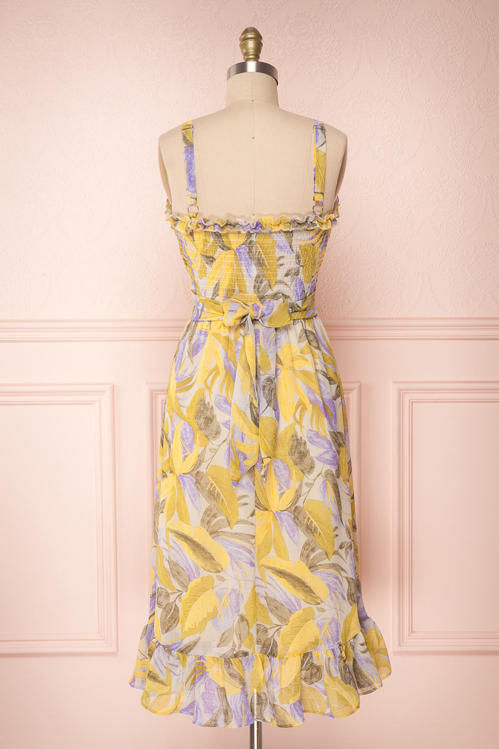 Sigfrid Yellow & Lilac Floral Midi Summer Dress | Boutique 1861