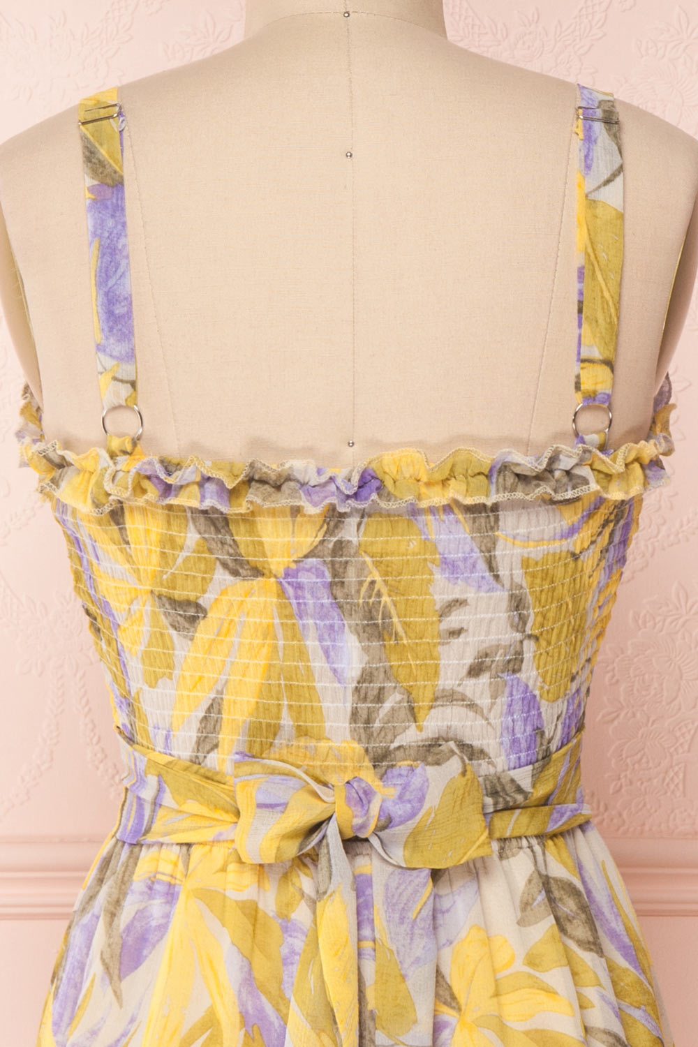 Sigfrid Yellow & Lilac Floral Midi Summer Dress | Boutique 1861