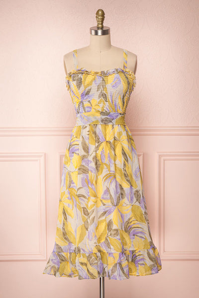 Sigfrid Yellow & Lilac Floral Summer Dress | Boutique 1861