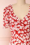 Sigrun Red & White Floral Maxi Summer Dress | Boutique 1861 front close-up