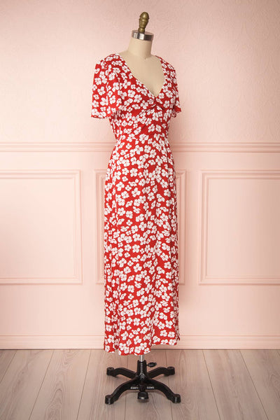 Sigrun Red & White Floral Maxi Summer Dress | Boutique 1861 side view
