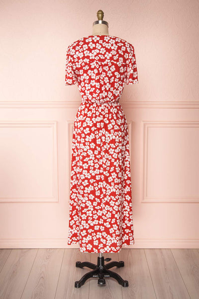 Sigrun Red & White Floral Maxi Summer Dress | Boutique 1861 back view