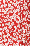 Sigrun Red & White Floral Maxi Summer Dress | Boutique 1861 fabric details