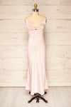 Sigtu Pink Floral Satin Dress w/ Thin Straps | La petite garçonne front view