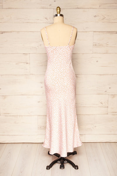Sigtu Pink Floral Satin Dress w/ Thin Straps | La petite garçonne back view