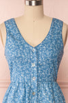 Sihem Blue Patterned Midi Dress w/ Pockets | Boutique 1861 front close up