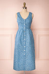 Sihem Blue Patterned Midi Dress w/ Pockets | Boutique 1861