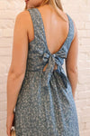 Sihem Blue Patterned Midi Dress w/ Pockets | Boutique 1861 on model