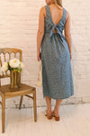 Sihem Blue Patterned Midi Dress w/ Pockets | Boutique 1861 model back