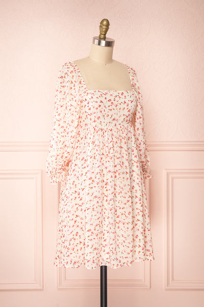 Silaca White Floral Chiffon Short Dress | Boutique 1861 side view