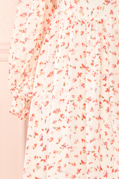 Silaca White Floral Chiffon Short Dress | Boutique 1861 sleeve
