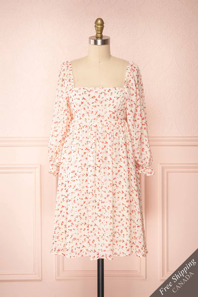 Silaca White Floral Chiffon Short Dress | Boutique 1861 front view