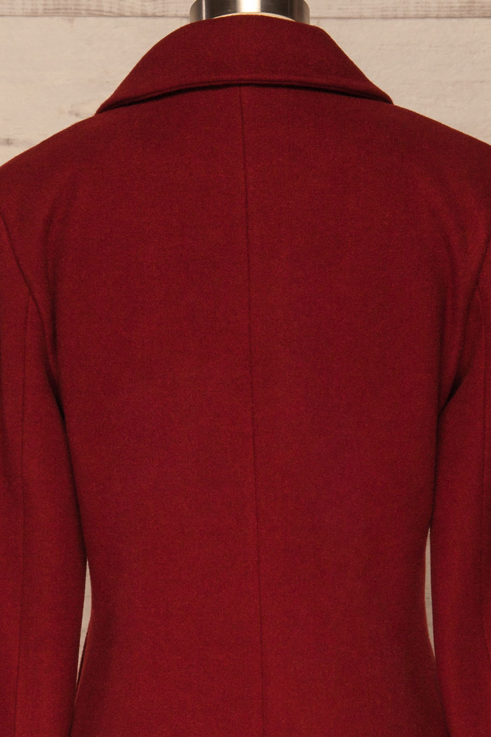 Silkeborg Burgundy Double Breasted Felt Coat | La Petite Garçonne back close-up