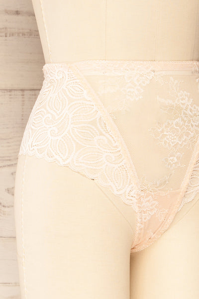 Silves Pink Translucent Lace Panties | La petite garçonne  side close up