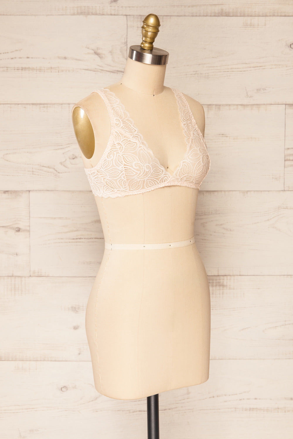 Silvesse Pink Translucent Lace Bralette | La petite garçonne side view