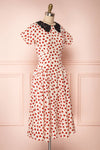 Simonette Ivory Red Heart Pattern Midi Dress | Boutique 1861 side view