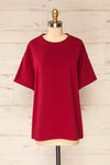 Sindi Burgundy Oversized Cotton T-Shirt | La petite garçonne front view