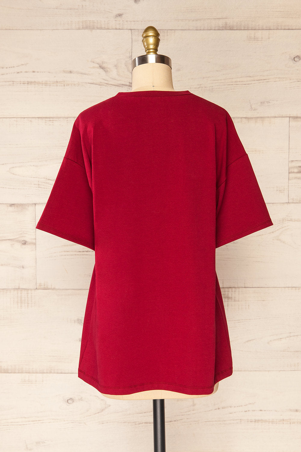 Sindi Burgundy Oversized Cotton T-Shirt | La petite garçonne back view 