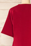 Sindi Burgundy Oversized Cotton T-Shirt | La petite garçonne back close-up
