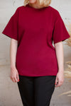 Sindi Burgundy Oversized Cotton T-Shirt | La petite garçonne on model