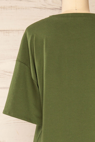 Sindi Green Oversized Cotton T-Shirt | La petite garçonne back close-up